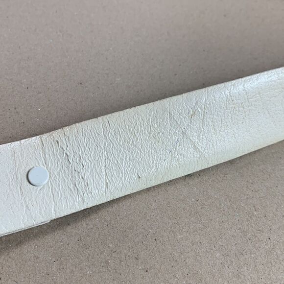 Vintage YES Pacifica MFG white leather Tex tan cowhide leather belt size 42 - Picture 4 of 7